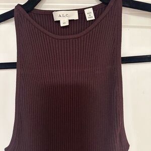 A.L.C. Women's Ribbed bodysuit- Burgundy